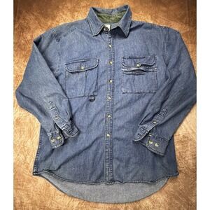The nature company Wilderness Long sleeve button up soft Blue denim Shirt Large